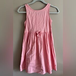 Girls H&M Pink Ruched Bow Tie Front Summer Comfy Church Casual Sundress, Size 7